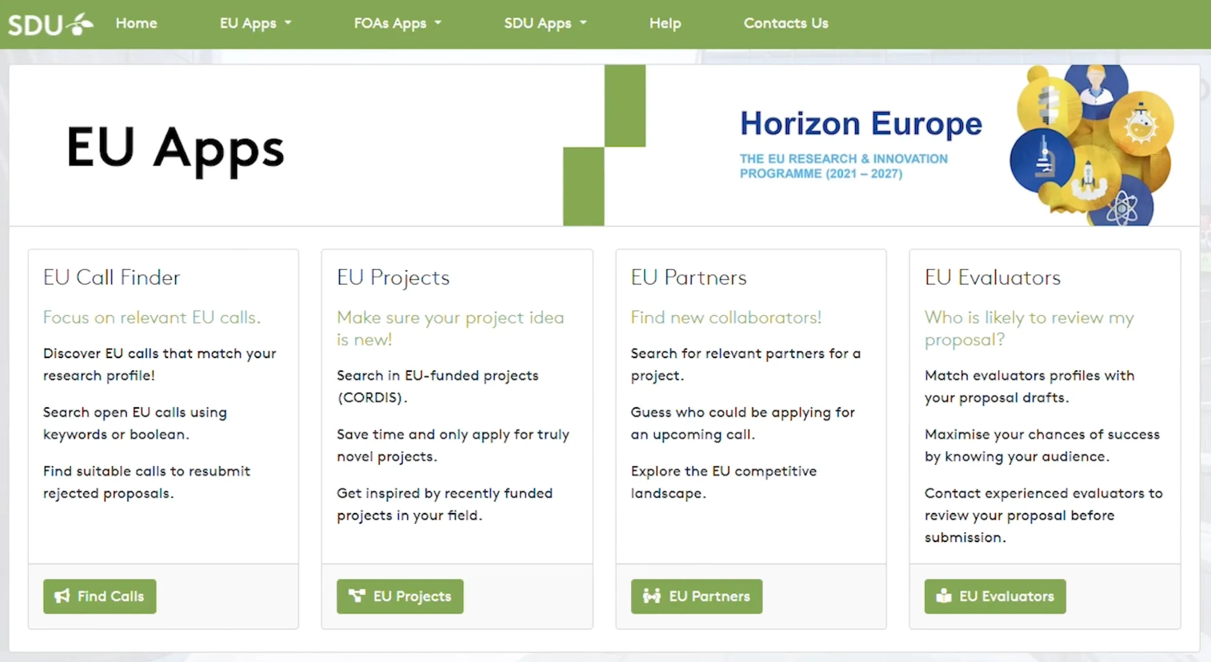 Funding Apps overview page
